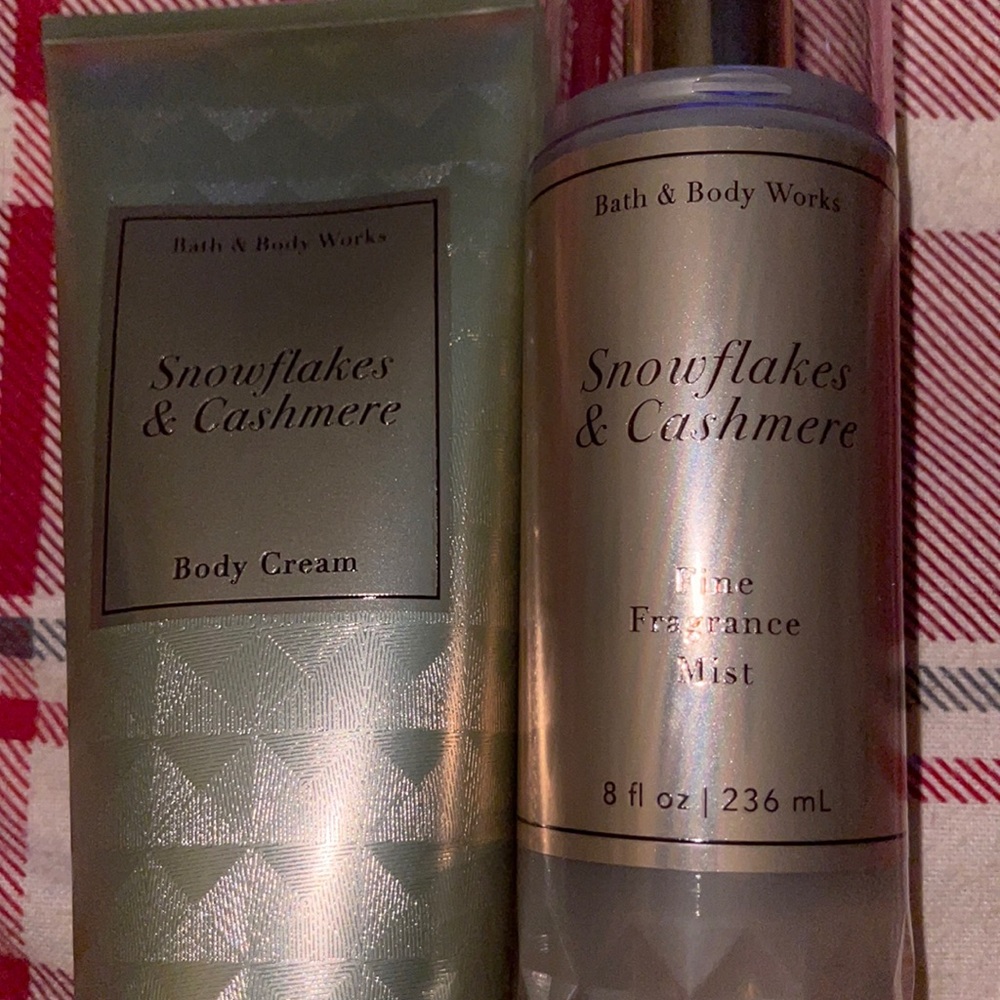 Bath and Body Works Snowflakes and Cashmere body cream and body spray